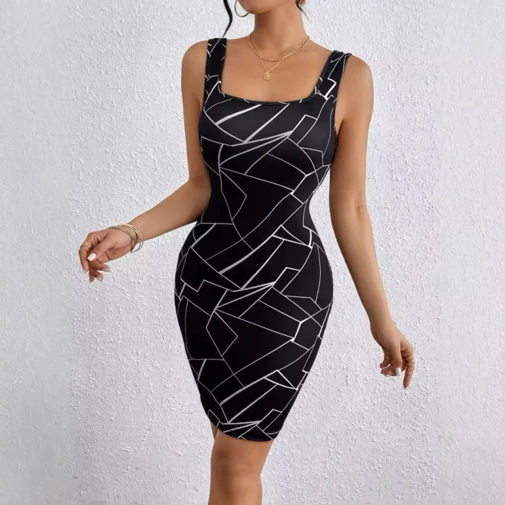 ZARA Geometric Print Sexy Tank Dress